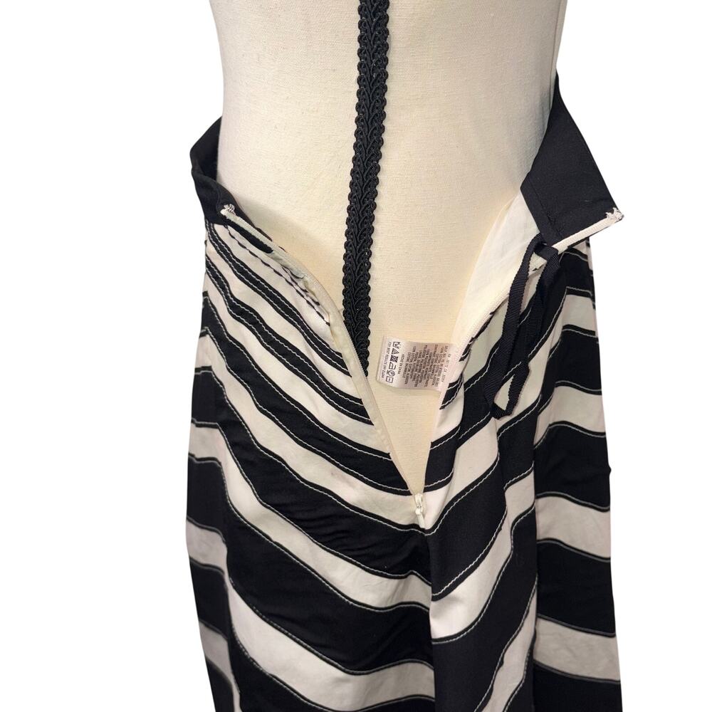 Anthropologie Elegant Old Money Full Lined Retro Mod Contrast Stitch Midi Skirt - Picture 7 of 11
